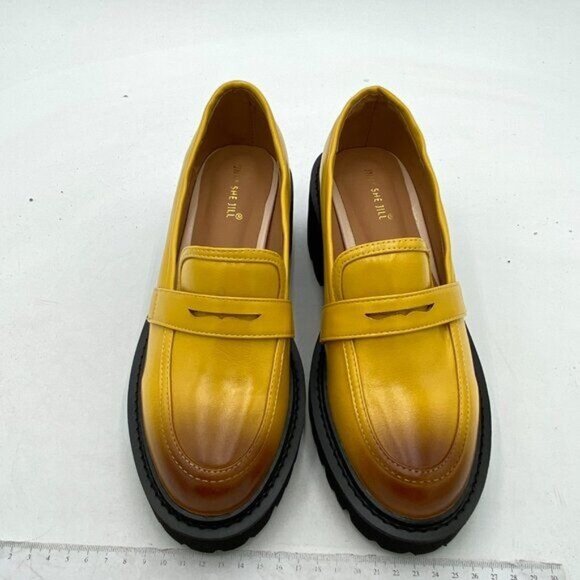 Womens Platform Loafers Lug Sole Chunky Heel Non Slip Faux Leather Casual - Picture 3 of 7